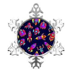 Space-patterns Metal Small Snowflake Ornament by Wav3s