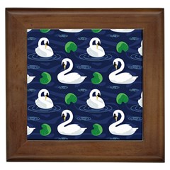 Swan-pattern-elegant-design Framed Tile by Wav3s