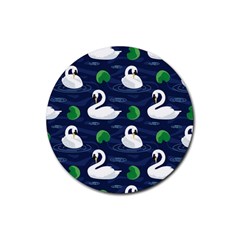 Swan-pattern-elegant-design Rubber Coaster (round) by Wav3s