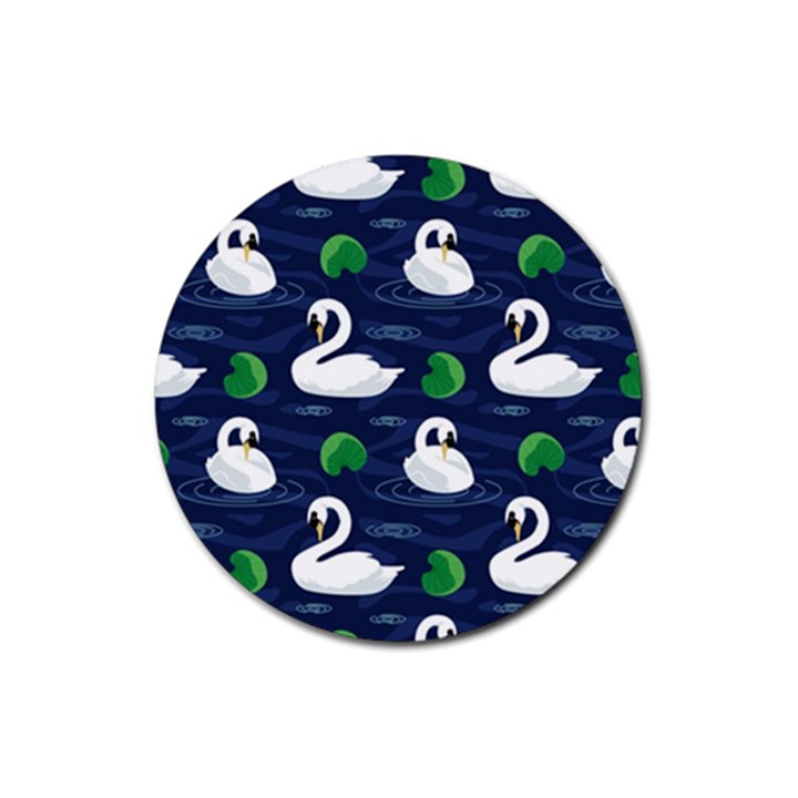 Swan-pattern-elegant-design Rubber Coaster (Round)