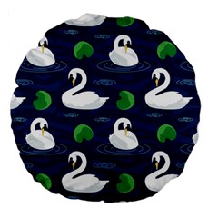 Swan-pattern-elegant-design Large 18  Premium Round Cushions by Wav3s