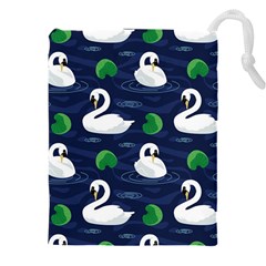 Swan-pattern-elegant-design Drawstring Pouch (4xl) by Wav3s