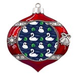 Swan-pattern-elegant-design Metal Snowflake And Bell Red Ornament Front