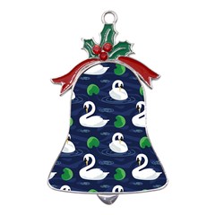 Swan-pattern-elegant-design Metal Holly Leaf Bell Ornament by Wav3s