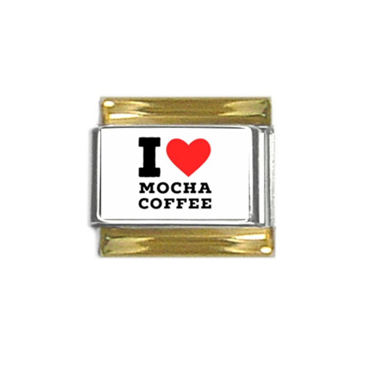 I love mocha coffee Gold Trim Italian Charm (9mm)