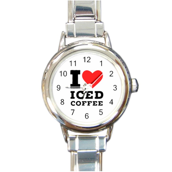 I love iced coffee Round Italian Charm Watch