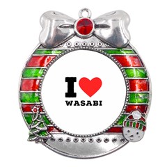 I Love Wasabi Metal X mas Ribbon With Red Crystal Round Ornament by ilovewhateva