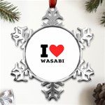 I love wasabi Metal Small Snowflake Ornament Front