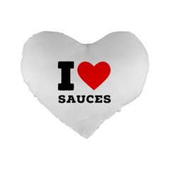 I Love Sauces Standard 16  Premium Flano Heart Shape Cushions by ilovewhateva