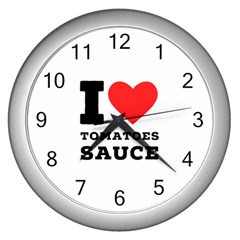 I Love Tomatoes Sauce Wall Clock (silver) by ilovewhateva