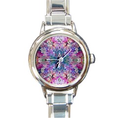 Roses Liquify Round Italian Charm Watch by kaleidomarblingart