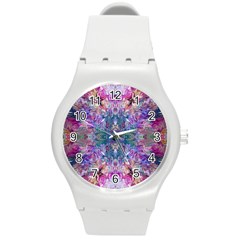 Roses Liquify Round Plastic Sport Watch (m) by kaleidomarblingart