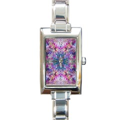 Roses Liquify Rectangle Italian Charm Watch by kaleidomarblingart