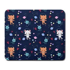 Cute Astronaut Cat With Star Galaxy Elements Seamless Pattern Large Mousepad