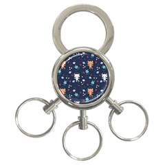 Cute Astronaut Cat With Star Galaxy Elements Seamless Pattern 3-ring Key Chain by Wegoenart