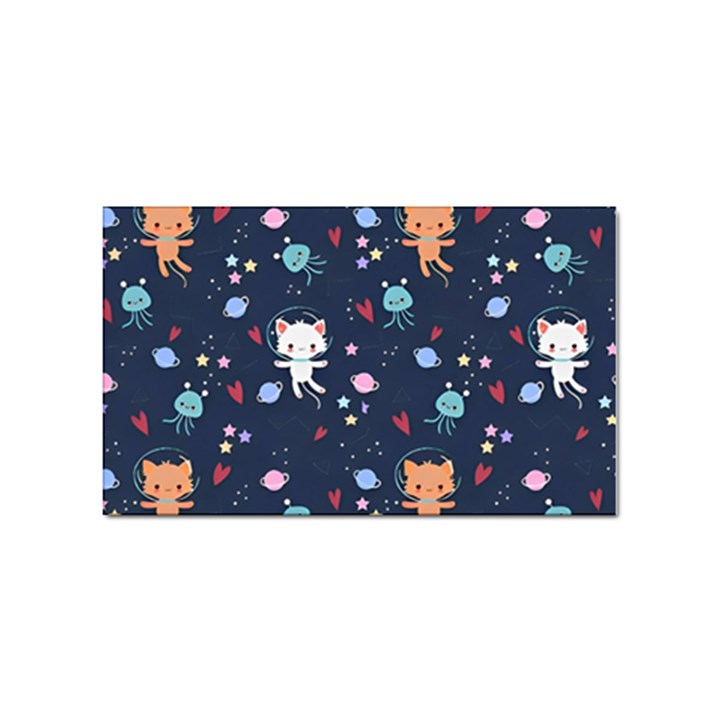 Cute Astronaut Cat With Star Galaxy Elements Seamless Pattern Sticker (Rectangular)