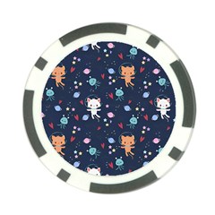 Cute Astronaut Cat With Star Galaxy Elements Seamless Pattern Poker Chip Card Guard by Wegoenart