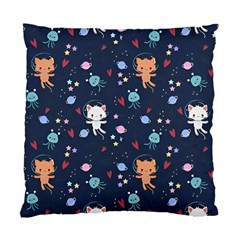 Cute Astronaut Cat With Star Galaxy Elements Seamless Pattern Standard Cushion Case (two Sides) by Wegoenart