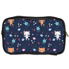 Cute Astronaut Cat With Star Galaxy Elements Seamless Pattern Toiletries Bag (two Sides) by Wegoenart