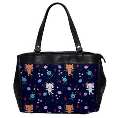 Cute Astronaut Cat With Star Galaxy Elements Seamless Pattern Oversize Office Handbag by Wegoenart