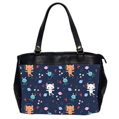 Cute Astronaut Cat With Star Galaxy Elements Seamless Pattern Oversize Office Handbag (2 Sides) by Wegoenart