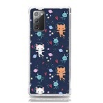 Cute Astronaut Cat With Star Galaxy Elements Seamless Pattern Samsung Galaxy Note 20 TPU UV Case Front