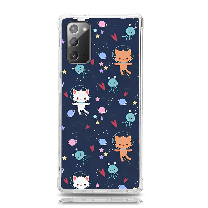 Cute Astronaut Cat With Star Galaxy Elements Seamless Pattern Samsung Galaxy Note 20 TPU UV Case