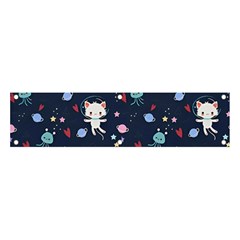 Cute Astronaut Cat With Star Galaxy Elements Seamless Pattern Banner And Sign 4  X 1  by Wegoenart