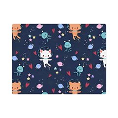 Cute Astronaut Cat With Star Galaxy Elements Seamless Pattern Premium Plush Fleece Blanket (mini) by Wegoenart