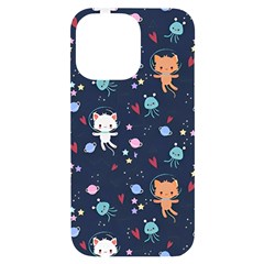 Cute Astronaut Cat With Star Galaxy Elements Seamless Pattern Iphone 14 Pro Max Black Uv Print Case by Wegoenart