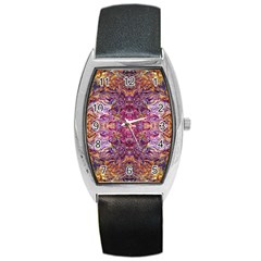 Indian Summer Patterns Barrel Style Metal Watch by kaleidomarblingart