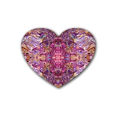 Indian Summer Patterns Rubber Coaster (heart) by kaleidomarblingart