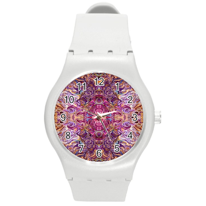 Indian Summer patterns Round Plastic Sport Watch (M)