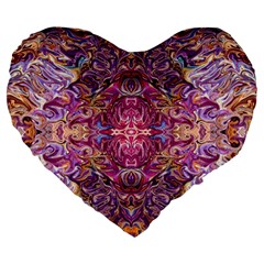 Indian Summer Patterns Large 19  Premium Flano Heart Shape Cushions by kaleidomarblingart