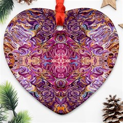 Indian Summer Patterns Heart Ornament (two Sides) by kaleidomarblingart