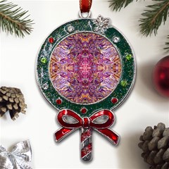 Indian Summer Patterns Metal X mas Lollipop With Crystal Ornament