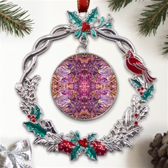 Indian Summer Patterns Metal X mas Wreath Holly Leaf Ornament