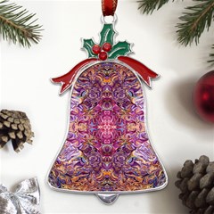 Indian Summer Patterns Metal Holly Leaf Bell Ornament