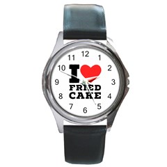 I Love Fried Cake  Round Metal Watch by ilovewhateva