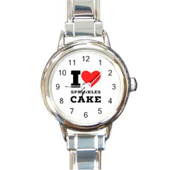 I Love Sprinkles Cake Round Italian Charm Watch by ilovewhateva