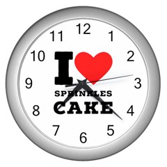 I Love Sprinkles Cake Wall Clock (silver) by ilovewhateva