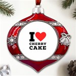 I love cherry cake Metal Snowflake And Bell Red Ornament Front