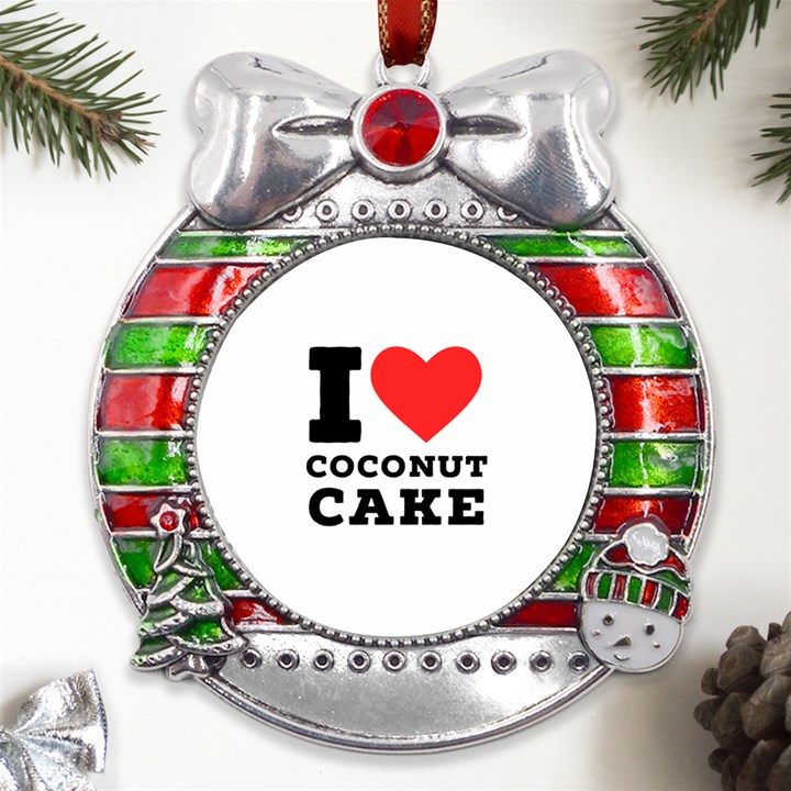 I love coconut cake Metal X Mas Ribbon With Red Crystal Round Ornament