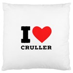 I love cruller Large Premium Plush Fleece Cushion Case (One Side) Front