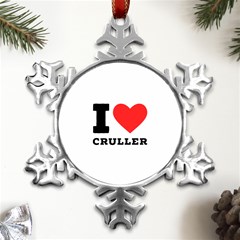 I Love Cruller Metal Small Snowflake Ornament