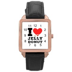 I Love Jelly Donut Rose Gold Leather Watch  by ilovewhateva