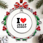 I love jelly donut Metal X mas Wreath Ribbon Ornament Front