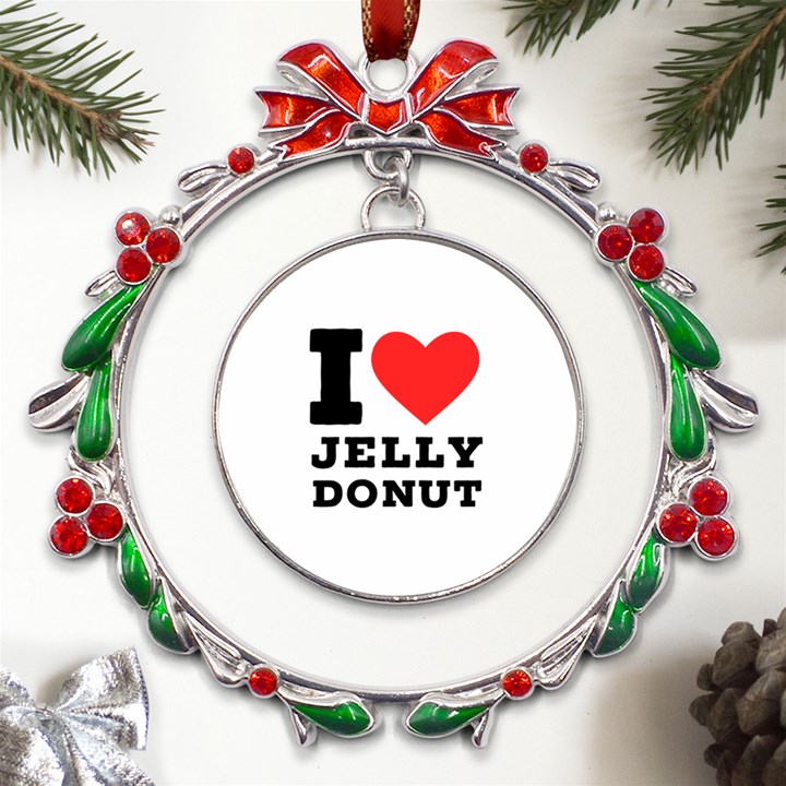 I love jelly donut Metal X mas Wreath Ribbon Ornament