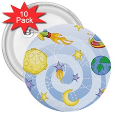 Science Fiction Outer Space 3  Buttons (10 Pack)  by Ndabl3x