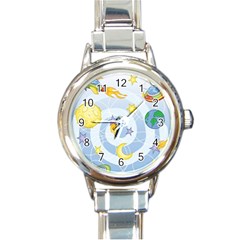 Science Fiction Outer Space Round Italian Charm Watch by Ndabl3x